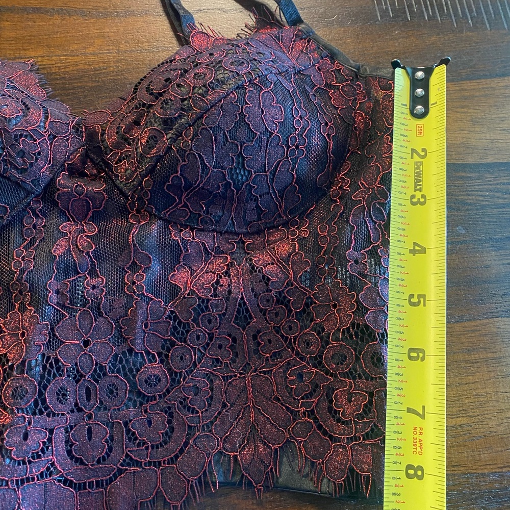 Bebe Black With Red Lace Bralette XS NWT - Picture 4 of 8